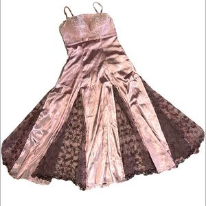 A-line midi dress with empire waist & lace for prom/party/ballroom Sz S